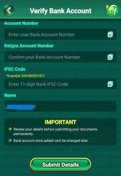 Add Bank Account Form